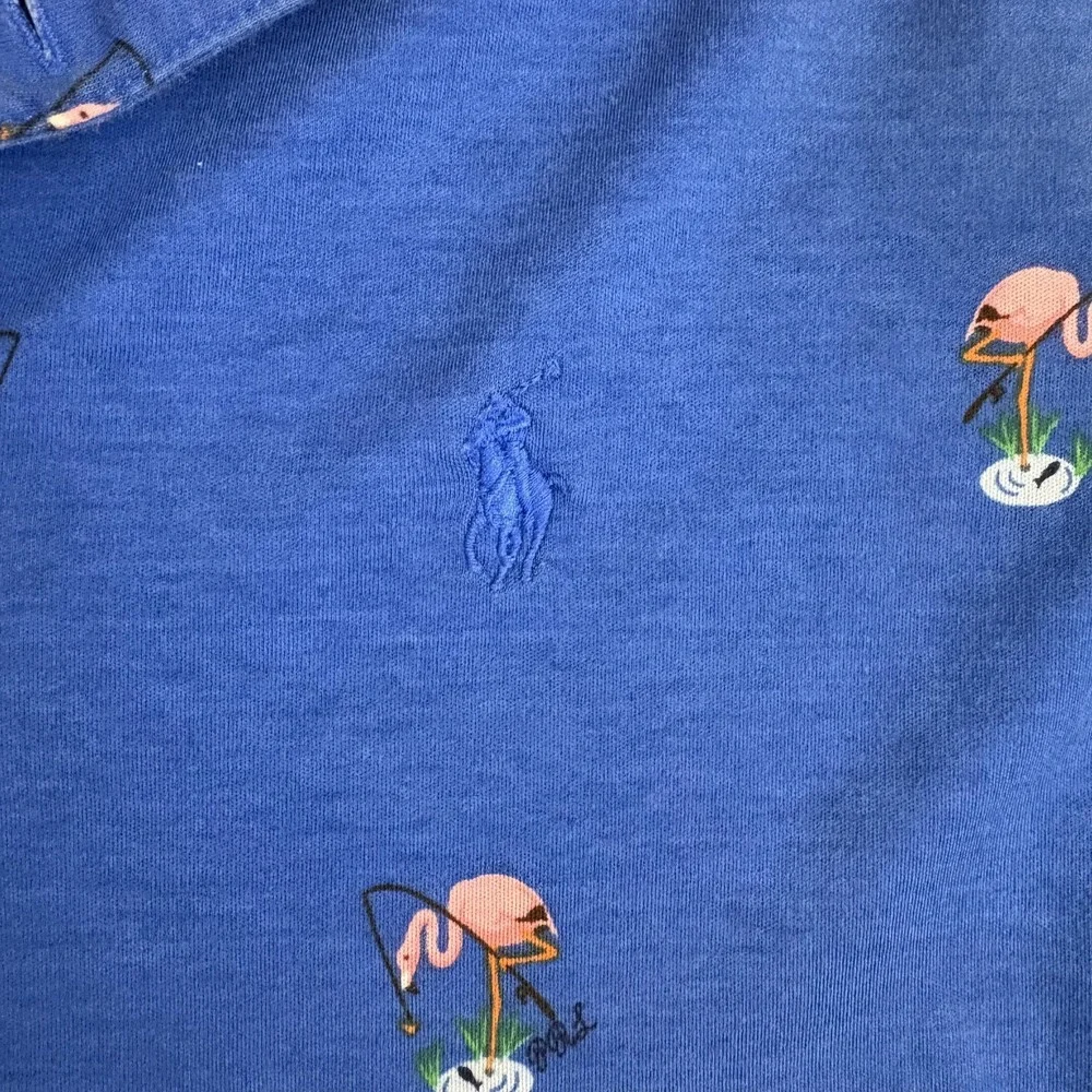 Polo Ralph Lauren Polo Shirt All Over Flamingo Mens S Classic Fit Blue